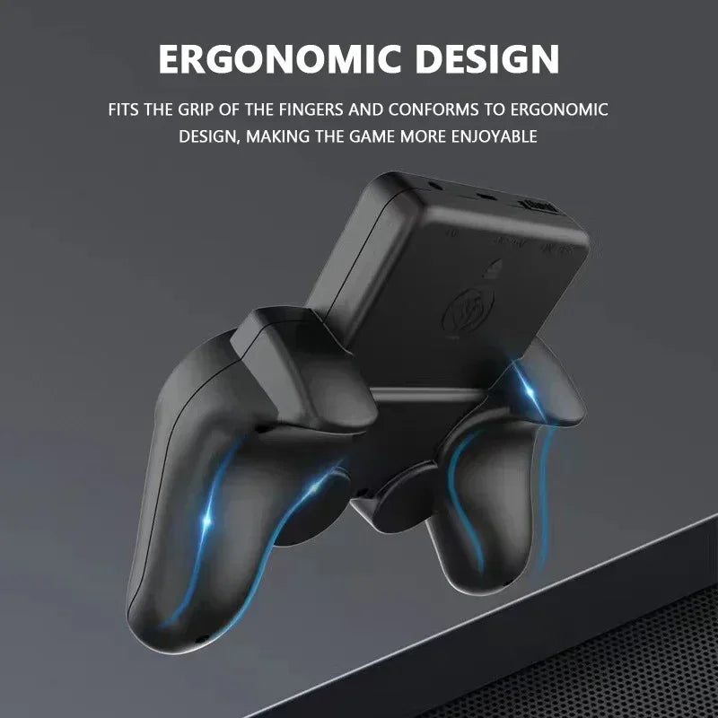 Gaming controller with ergonomic design on a dark background