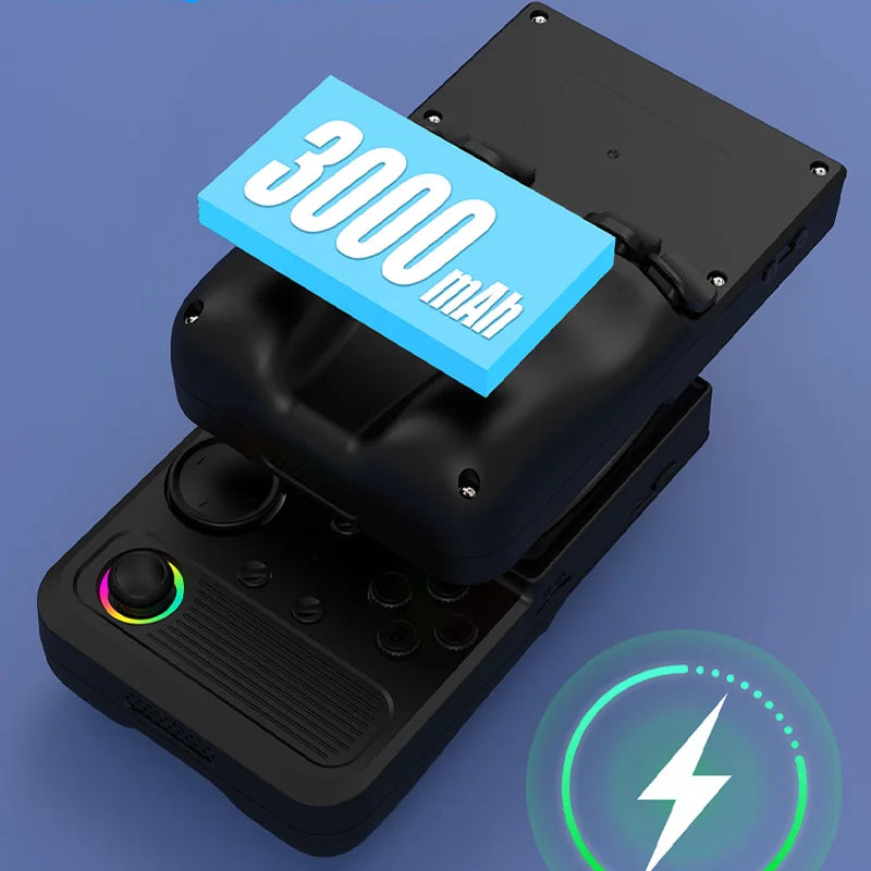 Black electronic device with a 3000mAh label on a blue background