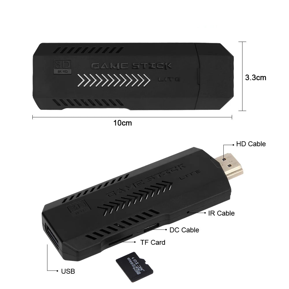 Black device with labeled ports and dimensions on a white background